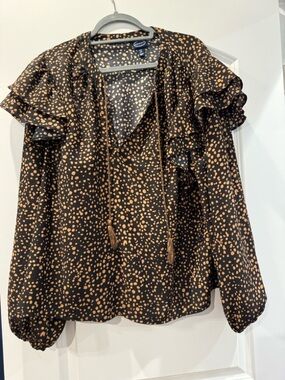 NWOT Scoop Women's Ruffle Peasant Blouse